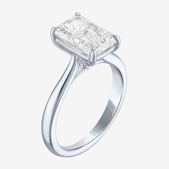 (G / Si1-Si2) Womens 3 CT. T.W. Lab Grown White Diamond Sterling Silver Rectangular Engagement Ring