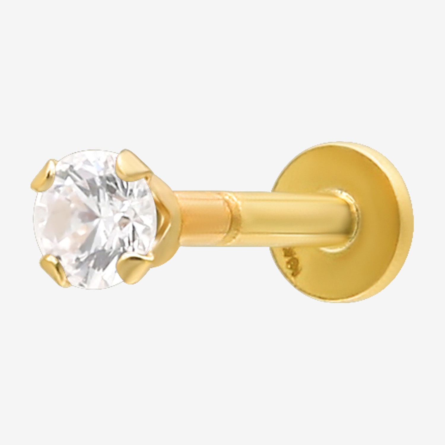 Gold Addiction Womens White Cubic Zirconia 10K Gold Round Single Earring