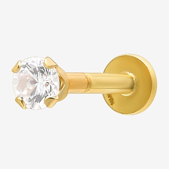 Gold Addiction Womens White Cubic Zirconia 10K Gold Round Single Earring