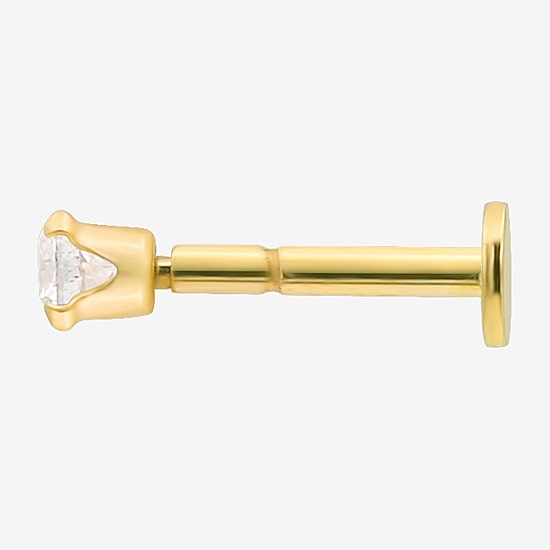 Gold Addiction Womens White Cubic Zirconia 10K Gold Round Single Earring