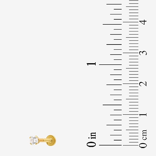 Gold Addiction Womens White Cubic Zirconia 10K Gold Round Single Earring