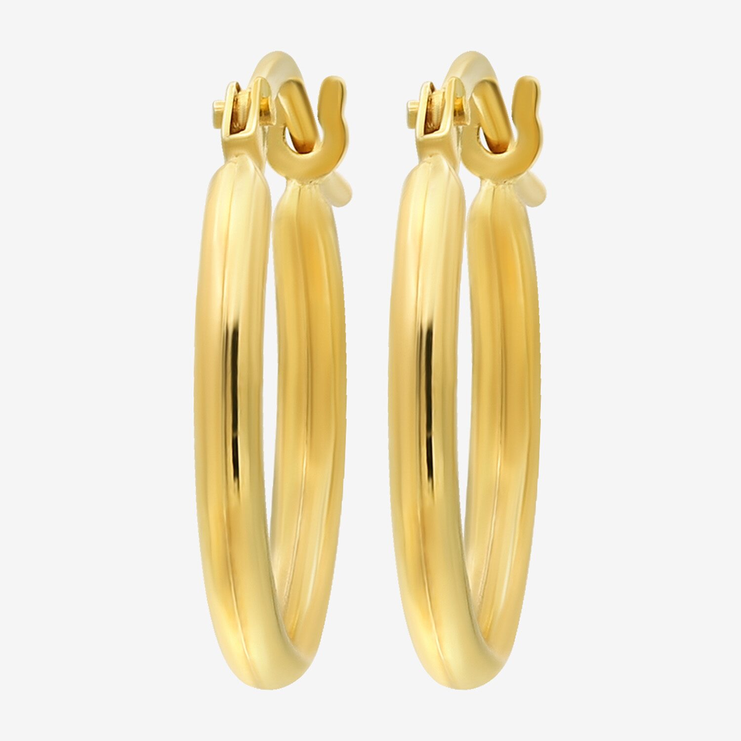 Bonded Brilliance Womens 14K Gold Over Silver 14mm Hoop Earrings
