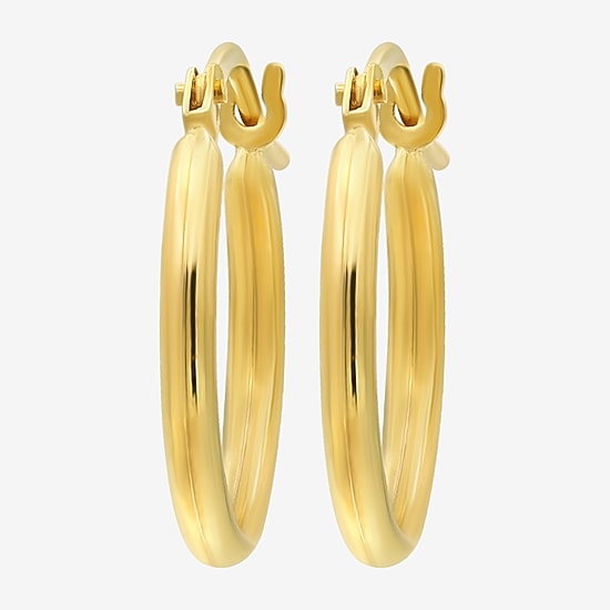Bonded Brilliance Womens 14K Gold Bonded With Sterling Silver 14mm Hoop Earrings