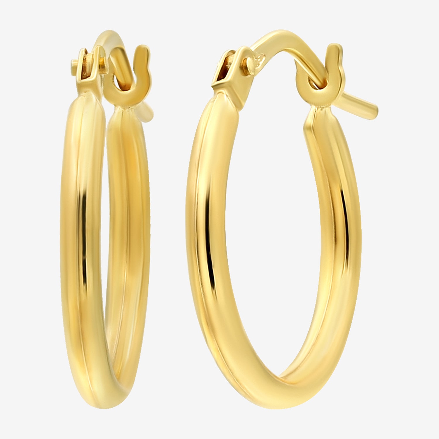 Bonded Brilliance Womens 14K Gold Over Silver 14mm Hoop Earrings