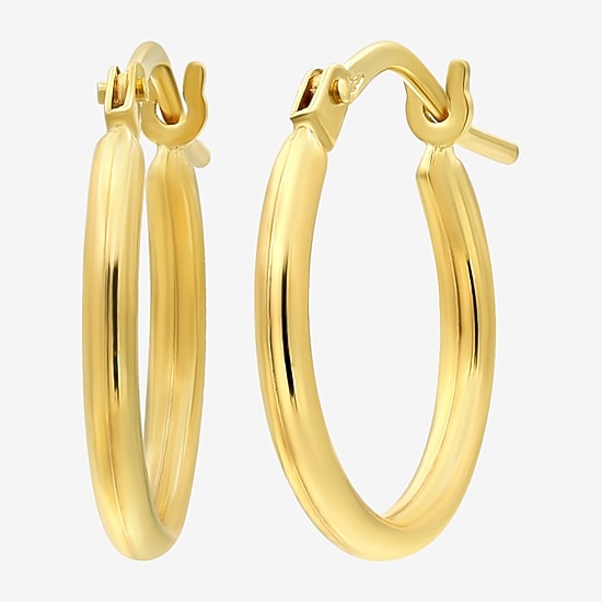 Bonded Brilliance Womens 14K Gold Bonded With Sterling Silver 14mm Hoop Earrings