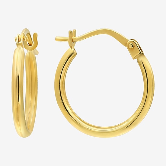Bonded Brilliance Womens 14K Gold Bonded With Sterling Silver 14mm Hoop Earrings