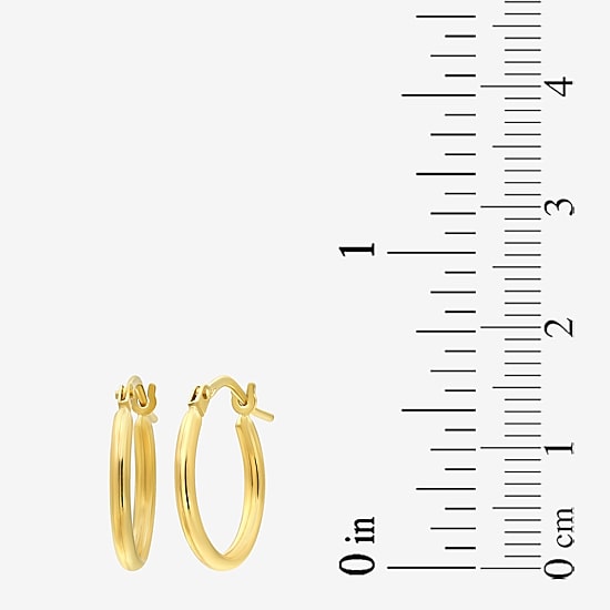 Bonded Brilliance Womens 14K Gold Bonded With Sterling Silver 14mm Hoop Earrings