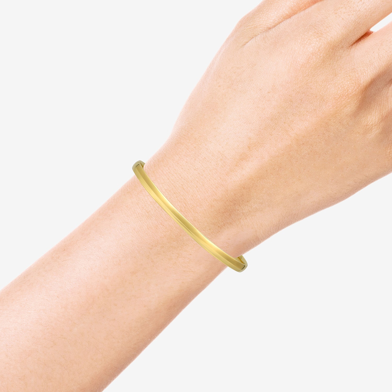 Bonded Brilliance Womens 14K Gold Over Silver Round Bangle Bracelet