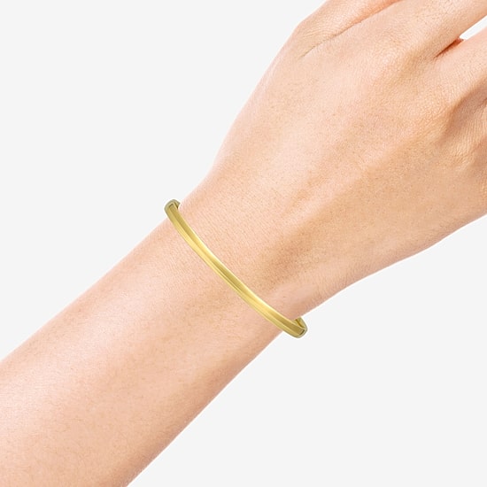 Bonded Brilliance Womens 14K Gold Bonded With Sterling Silver Round Bangle Bracelet