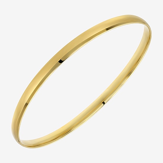 Bonded Brilliance Womens 14K Gold Bonded With Sterling Silver Round Bangle Bracelet
