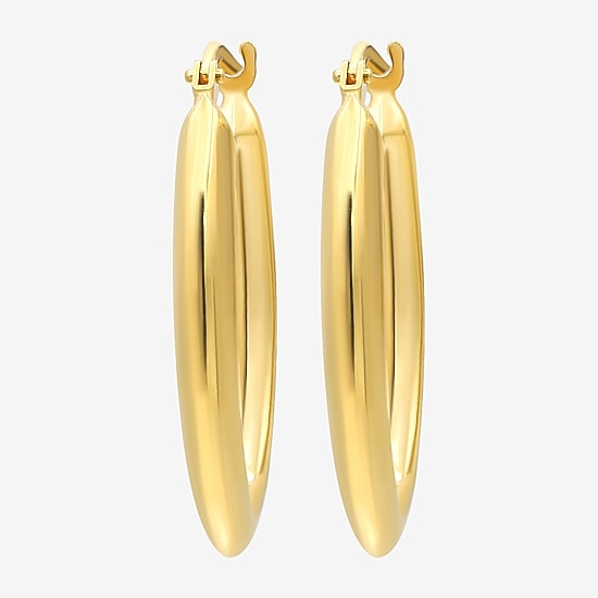 Bonded Brilliance Womens 14K Gold Bonded With Sterling Silver 20mm Hoop Earrings