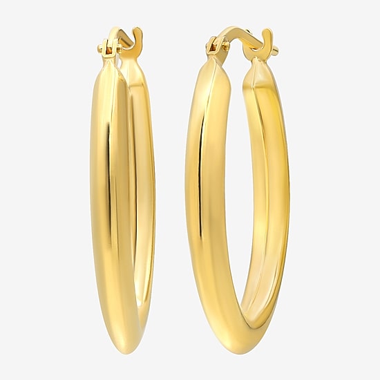 Bonded Brilliance Womens 14K Gold Bonded With Sterling Silver 20mm Hoop Earrings