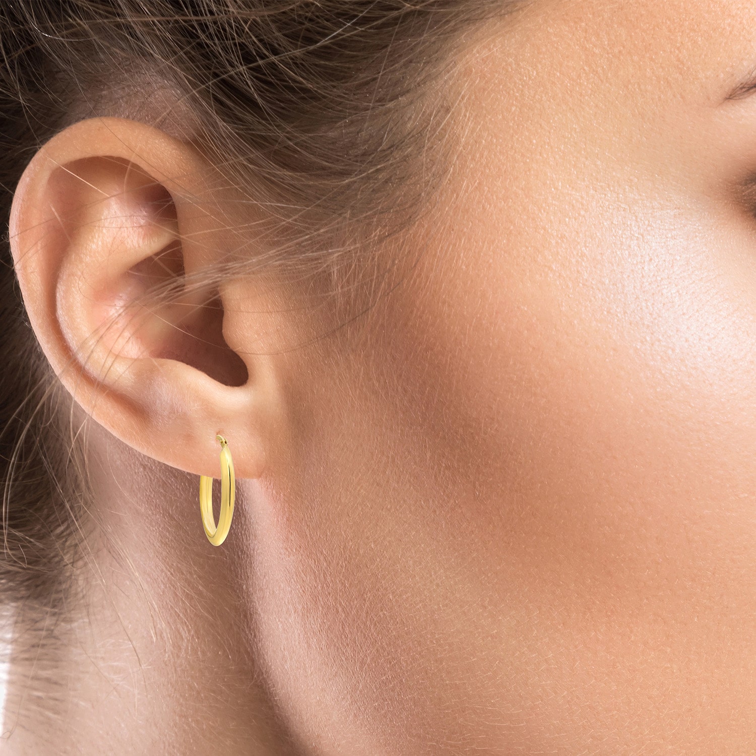 Bonded Brilliance Womens 14K Gold Over Silver 20mm Hoop Earrings