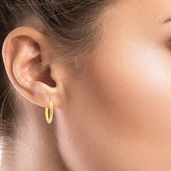 Bonded Brilliance Womens 14K Gold Bonded With Sterling Silver 20mm Hoop Earrings