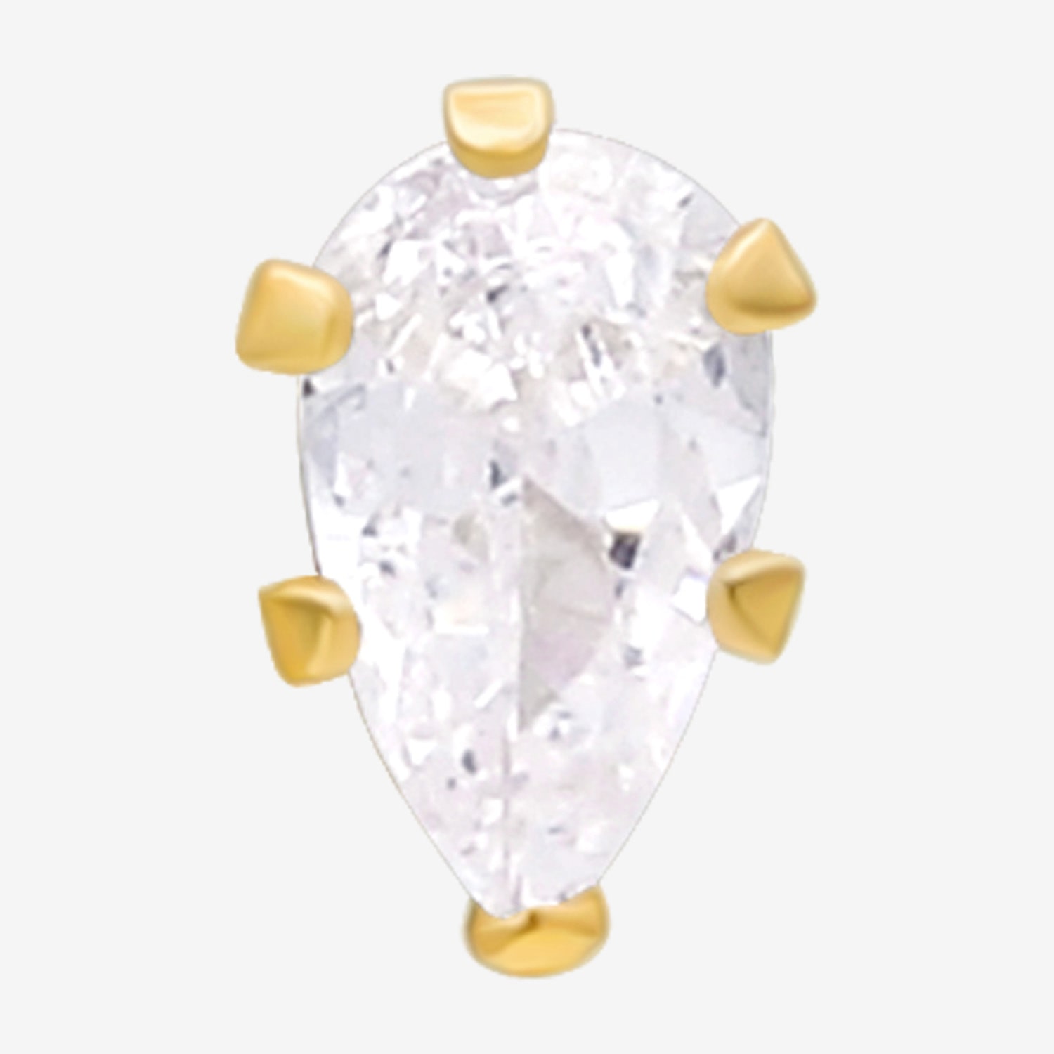 Gold Addiction Womens White Cubic Zirconia 10K Gold 5.3mm Pear Single Earring