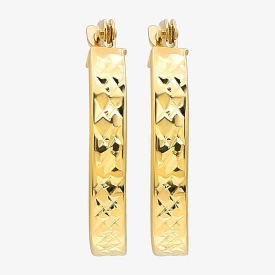 Womens 14K Gold 16mm Round Hoop Earrings