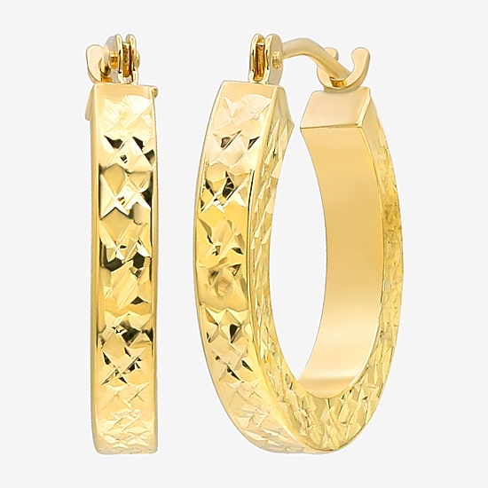 Womens 14K Gold 16mm Round Hoop Earrings