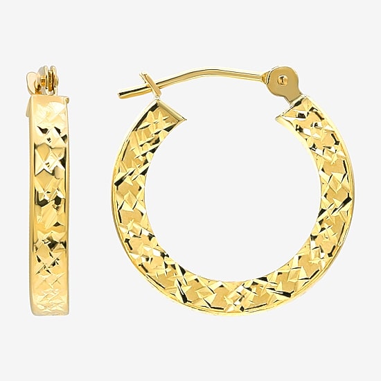 Womens 14K Gold 16mm Round Hoop Earrings