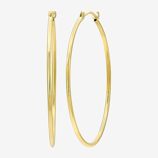 Womens 14K Gold 33mm Round Hoop Earrings