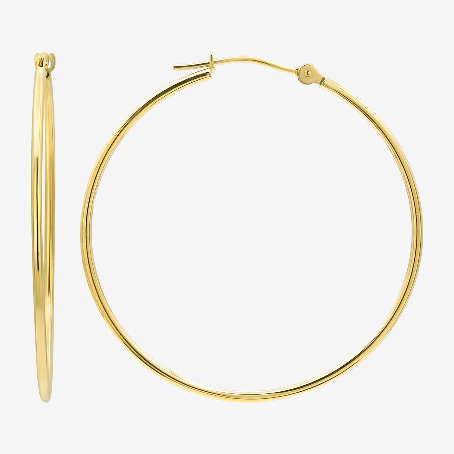 Womens 14K Gold 33mm Round Hoop Earrings
