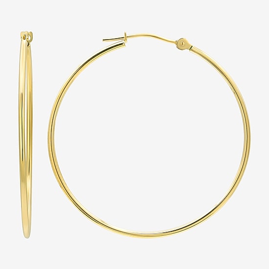 Womens 14K Gold 33mm Round Hoop Earrings