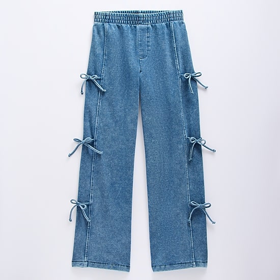Vanilla Star Big Kid Girls Knit Bow Wide Leg Jean