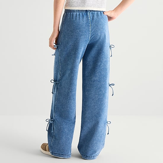 Vanilla Star Big Kid Girls Knit Bow Wide Leg Jean
