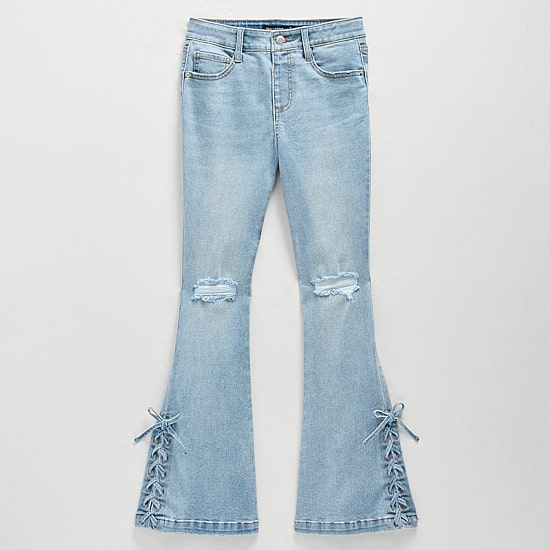 Vanilla Star Big Kid Girls Lace Up Flare Leg Jean