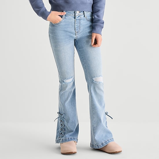 Vanilla Star Big Kid Girls Lace Up Flare Leg Jean