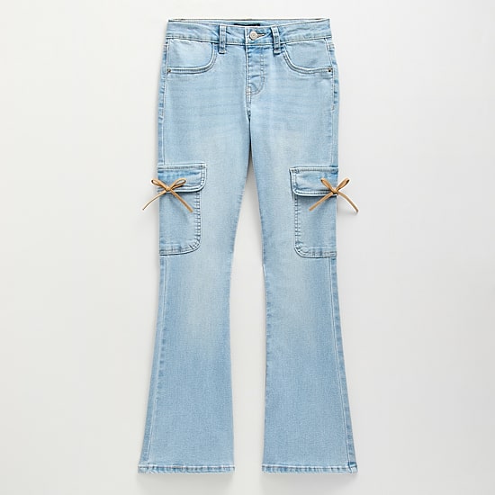 Vanilla Star Big Kid Girls Bow Cargo Flare Leg Jean