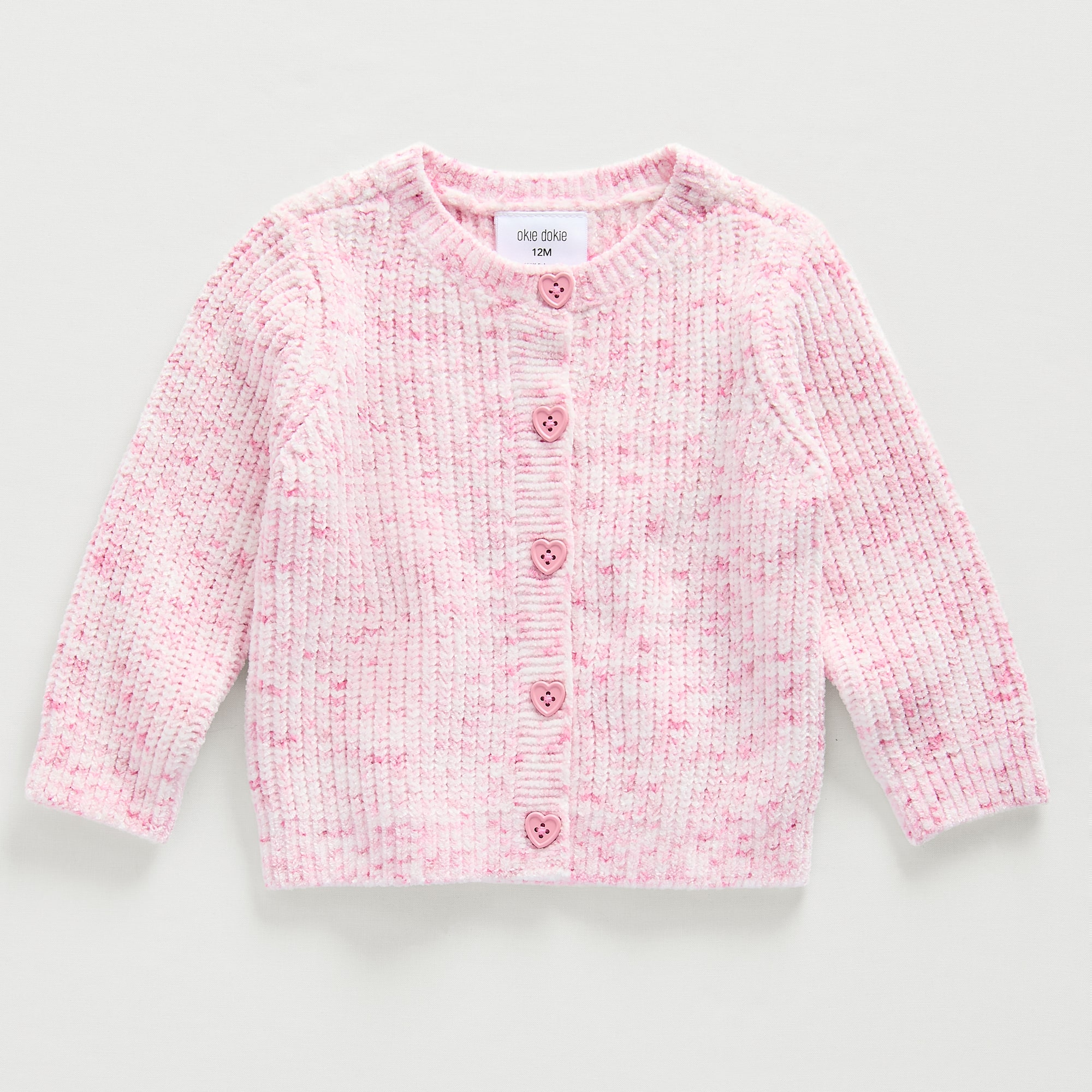 Okie Dokie Baby Girls Crew Neck Long Sleeve Button Cardigan