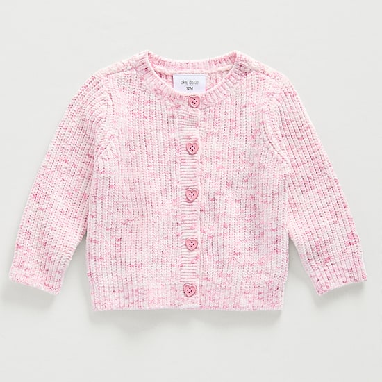 Okie Dokie Baby Girls Crew Neck Long Sleeve Button Cardigan