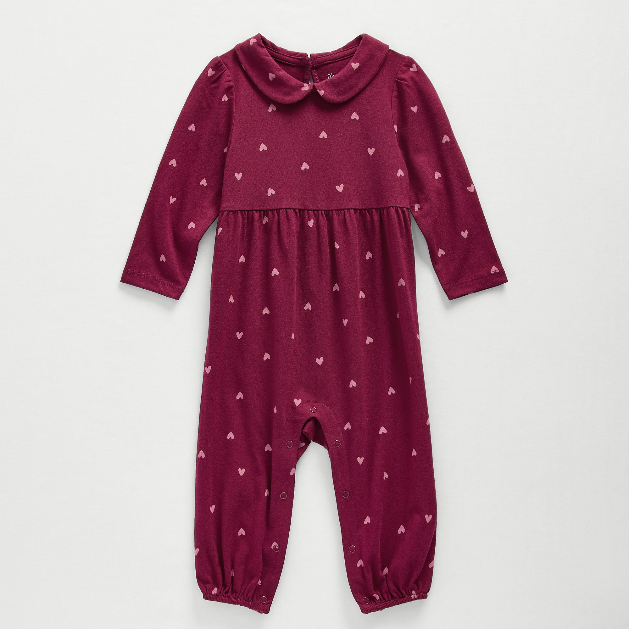 Okie Dokie Baby Girls Keyhole Neck Long Sleeve Jumpsuit