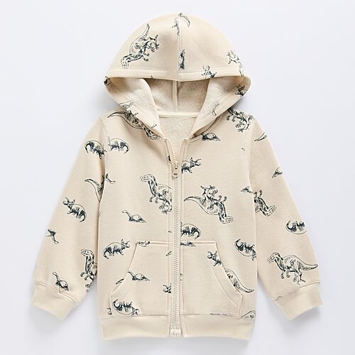 Okie Dokie Babies' Toddler Boys Fleece Adaptive Easy-on + Easy-off Hidden Access Opening Jacket In Beige