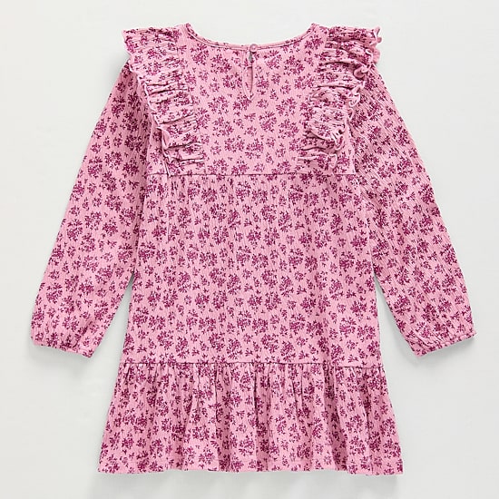 Okie Dokie Toddler & Little Girls Ruffled Long Sleeve A-Line Dress
