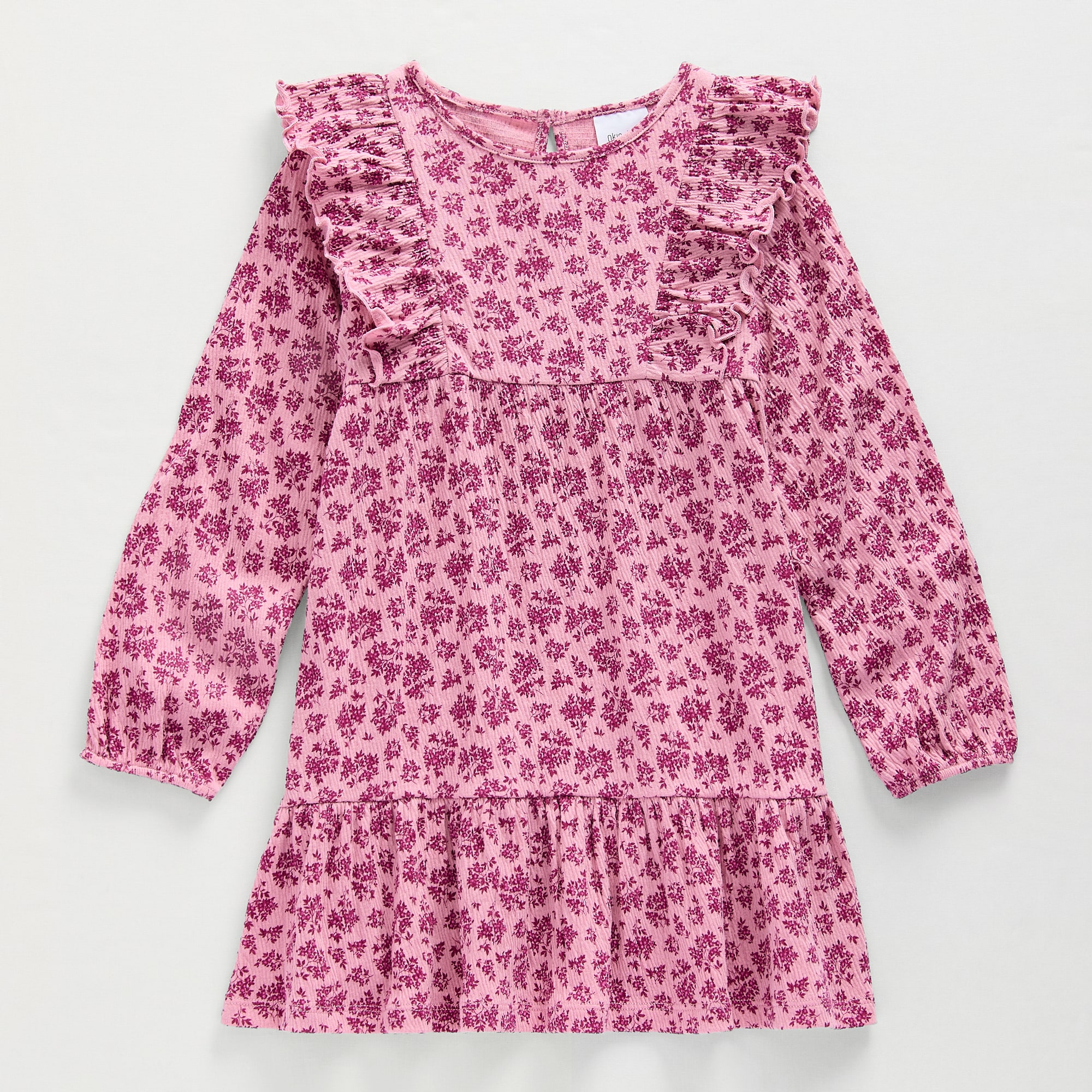Okie Dokie Toddler & Little Girls Long Sleeve Ruffled A-Line Dress