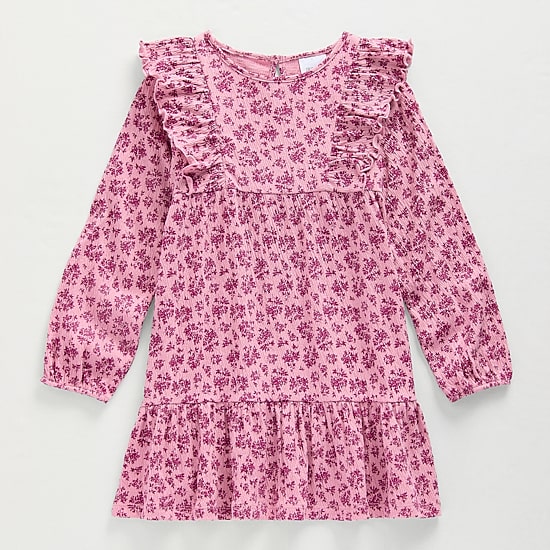 Okie Dokie Toddler & Little Girls Ruffled Long Sleeve A-Line Dress