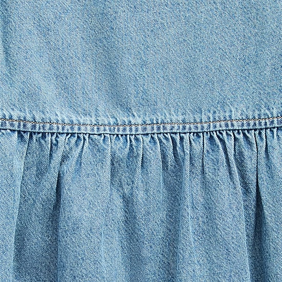 Okie Dokie Toddler & Little Girls Puffed Short Sleeve Denim A-Line Dress