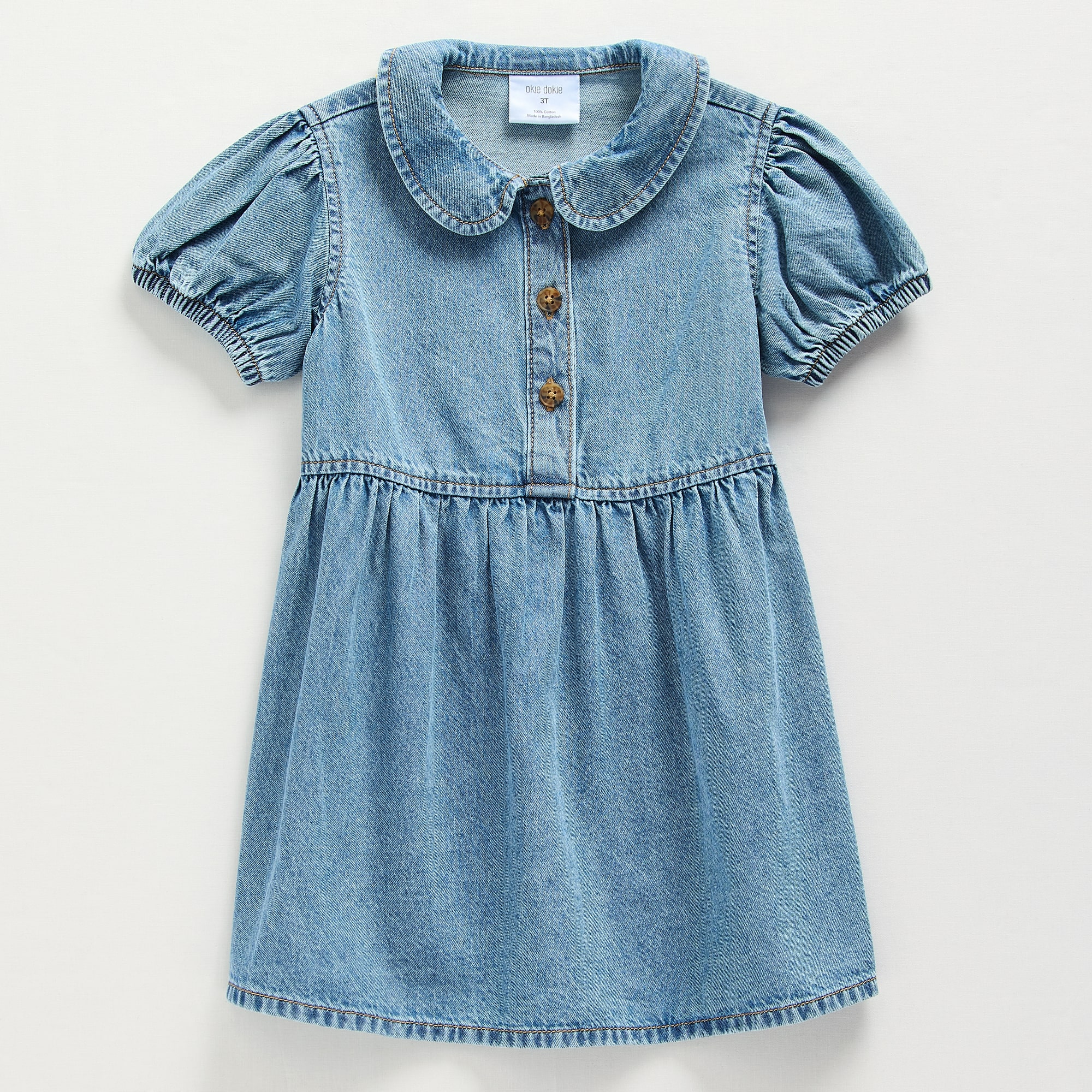 Okie Dokie Toddler & Little Girls Short Sleeve Cuffed A-Line Dress