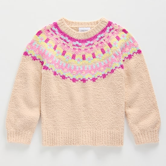 Okie Dokie Toddler & Little Girls Round Neck Long Sleeve Pullover Sweater