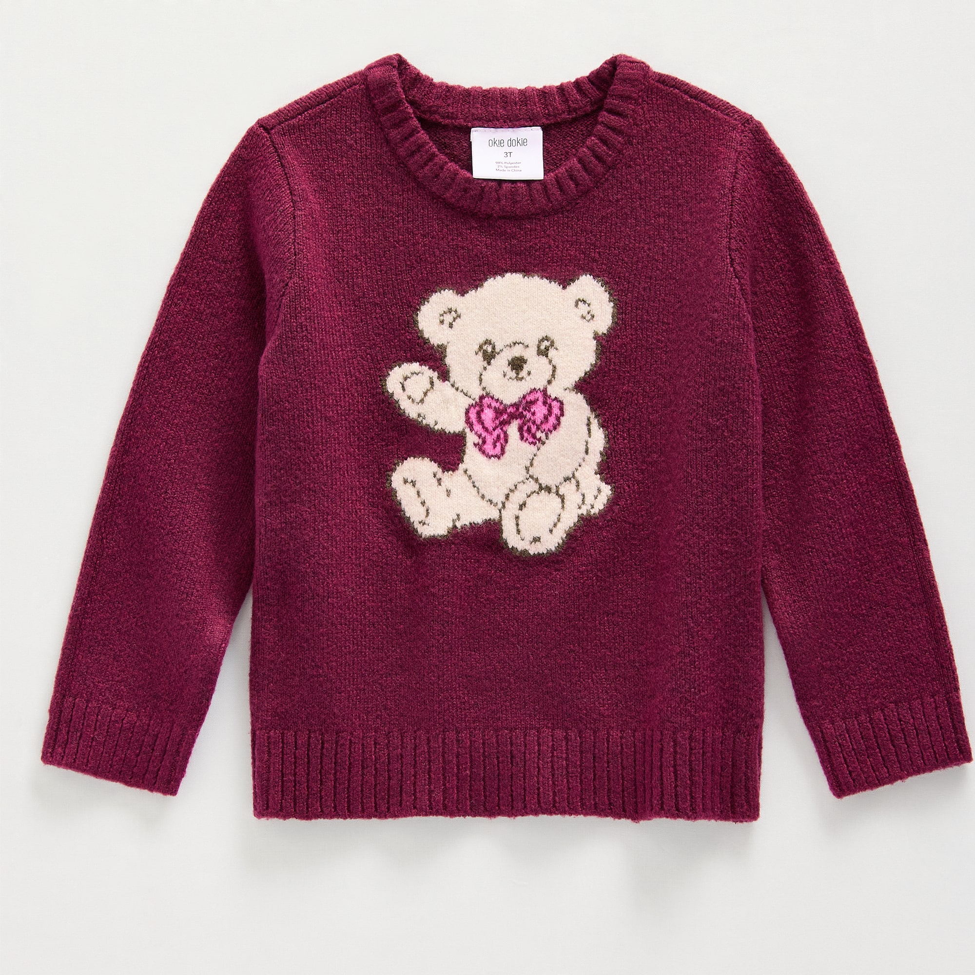 Okie Dokie Toddler & Little Girls Round Neck Long Sleeve Pullover Sweater