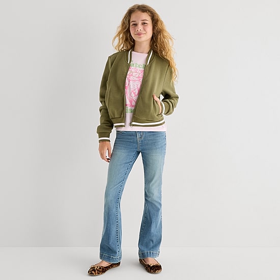 Thereabouts Little & Big Kid Girls Fleece Ultra Lightweight Bomber Jacket