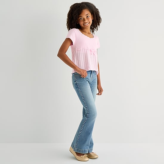 Thereabouts Little & Big Kid Girls Adjustable Waist Flare Leg Jean