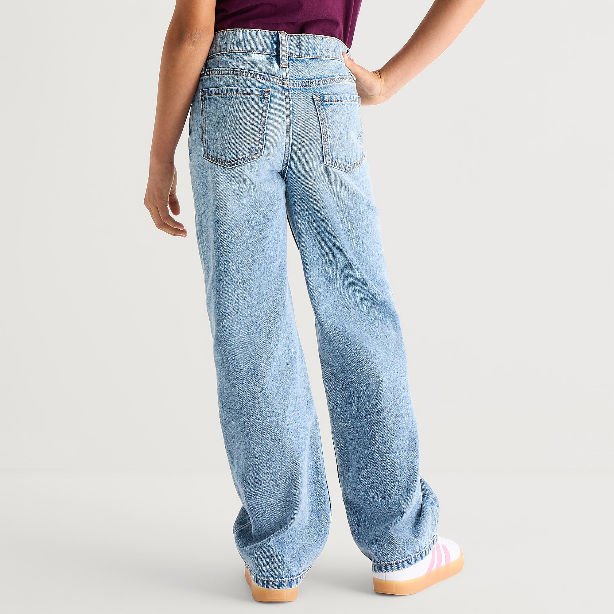 Thereabouts Little & Big Kid Girls Adjustable Waist High Rise Wide Leg Jean