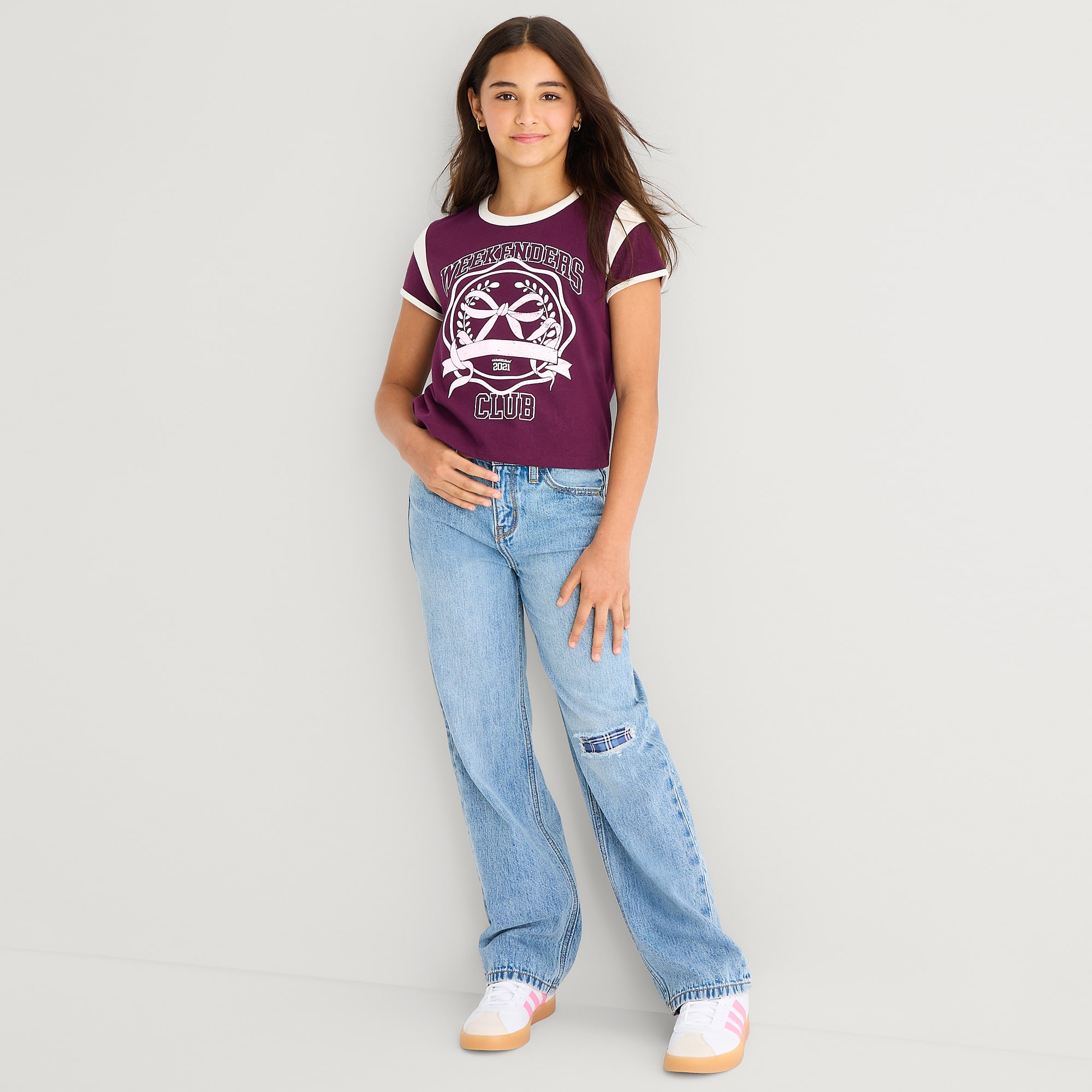 Thereabouts Little & Big Kid Girls Adjustable Waist High Rise Wide Leg Jean