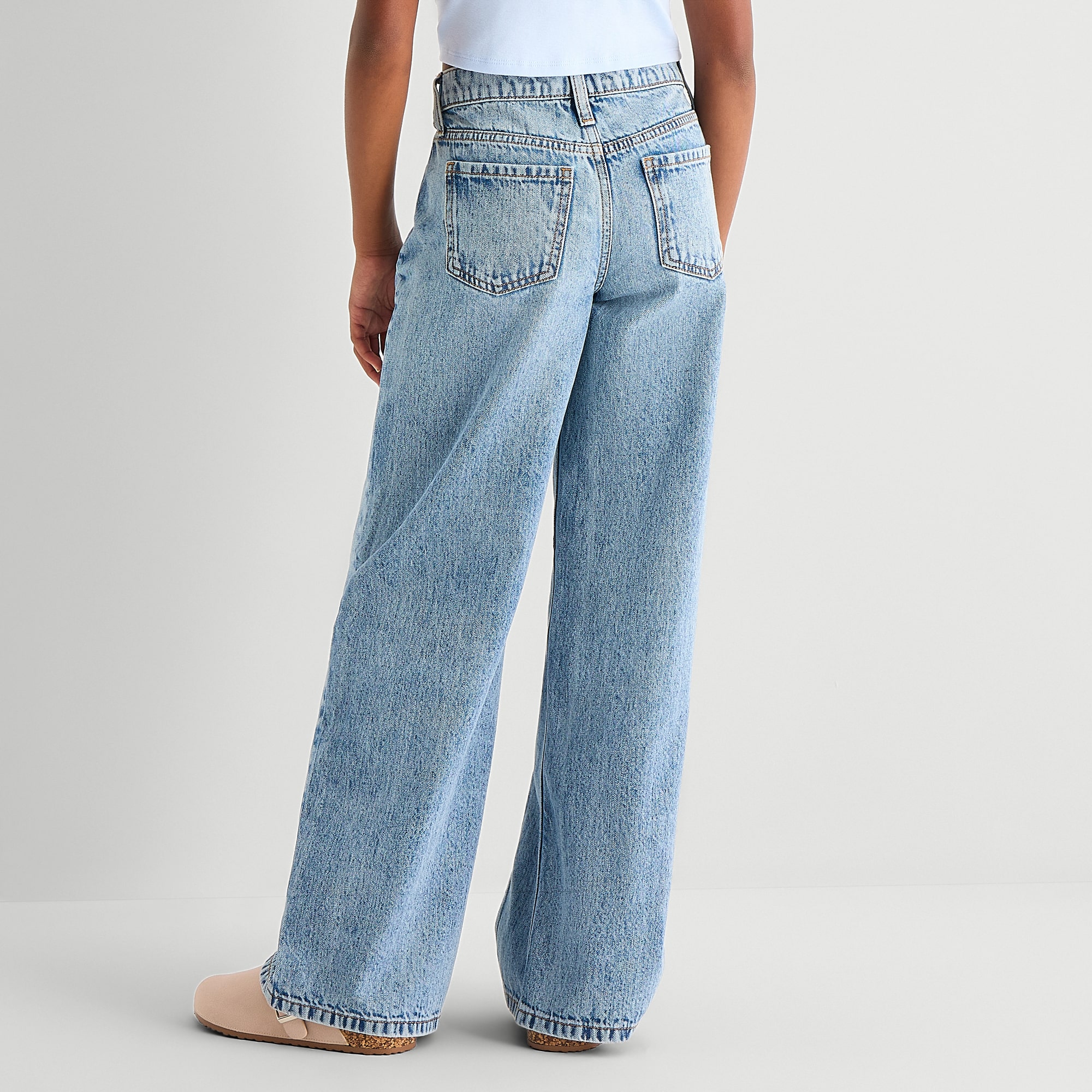 Thereabouts Little & Big Kid Girls Adjustable Waist High Rise Wide Leg Jean