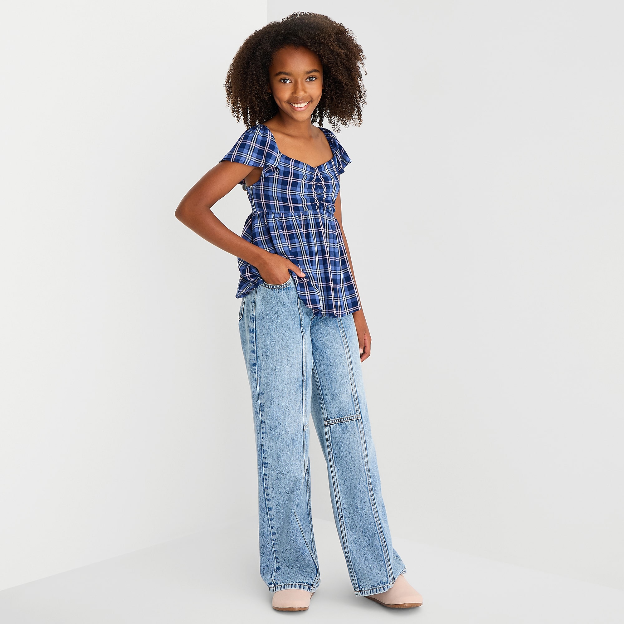 Thereabouts Little & Big Kid Girls Adjustable Waist High Rise Wide Leg Jean