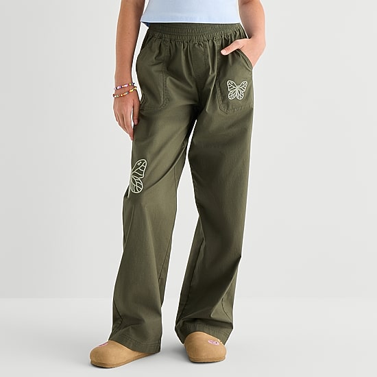 Thereabouts Little & Big Kid Girls Stretch Fabric Mid Rise Straight Cargo Pant