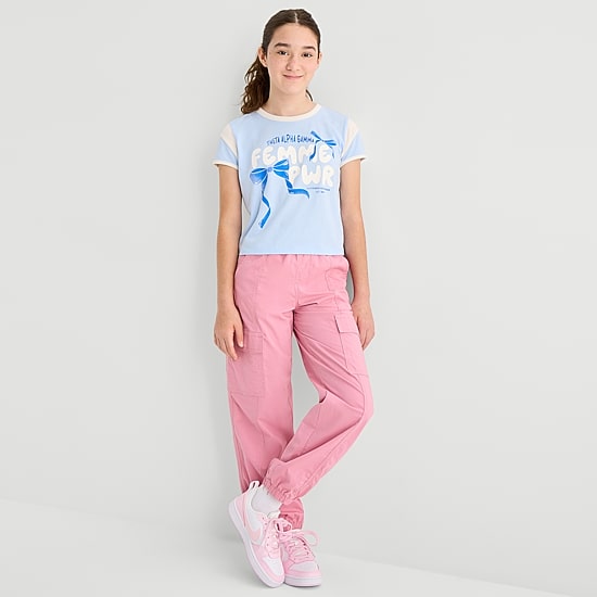 Thereabouts Little & Big Kid Girls Mid Rise Cuffed Cargo Pant