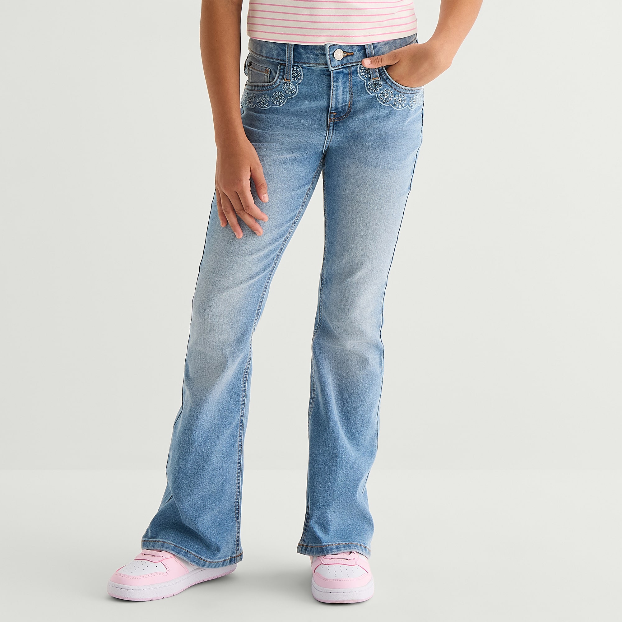 Thereabouts Little & Big Kid Girls Mid Rise Flare Leg Jean
